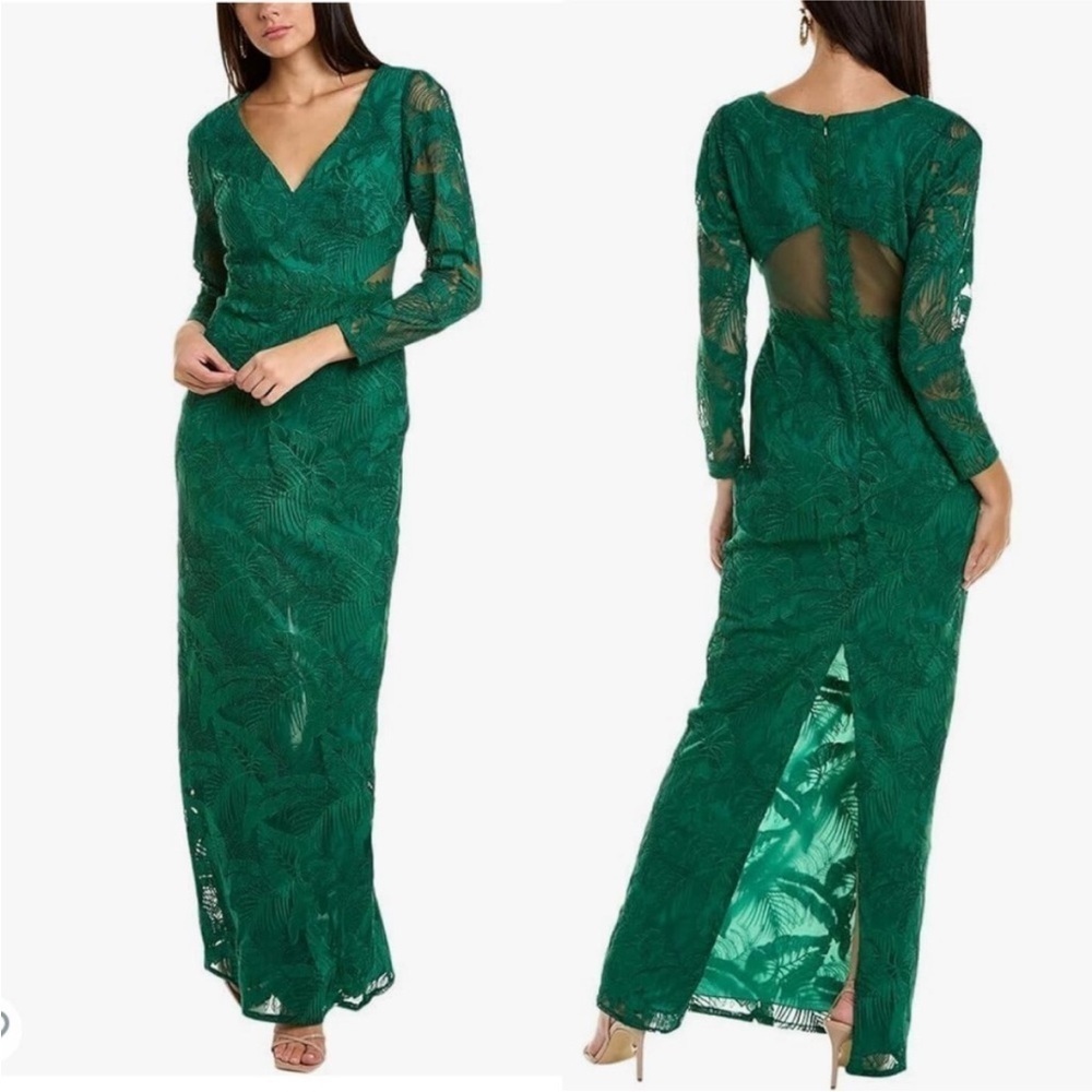 NWT Marchesa Notte Embroidered Gown Green Formal Dress 2